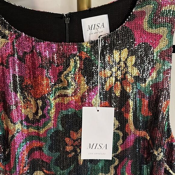 MISA NWT Nakia Floral Grove sequin dress - M/L - Picture 6 of 12